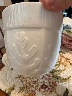 Vintage FTD White Embossed Ceramic Decorative Planter